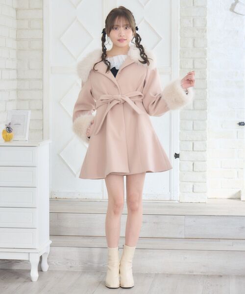 セール】2wayファー襟付リボンコート（その他アウター）｜ems excite