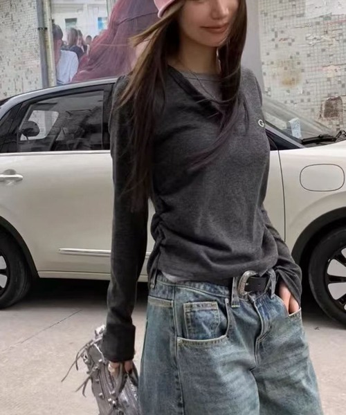 WEGO(ウィゴー)の「WEGO/レイヤード風カットソー/ロンTトップス(Tシャツ/カットソー・レディース・グレー/ブラック・MEDIUM/LARGE)」の16枚目の写真