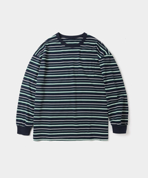 INDUST（インダスト）の「アーバンストライプボーダーTシャツ_ネイビー（Tシャツ/カットソー）」