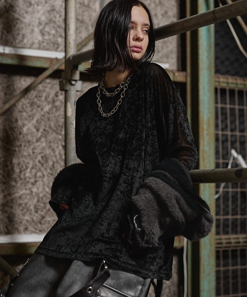 ERAR（エラー）の「【ERAR】タトゥーライクハート刺繍ベロアメッシュロンT（Tシャツ/カットソー・メンズ・ブラック系1/ブラック系2/ブラック・XL/L/M/S）」の8枚目の写真