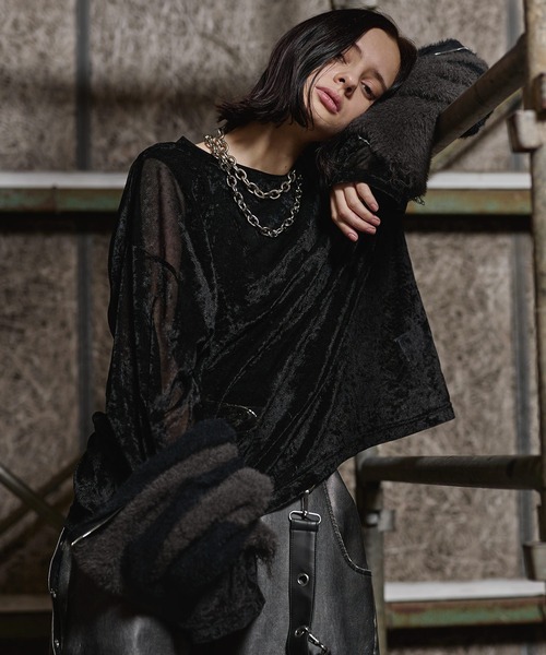 ERAR（エラー）の「【ERAR】タトゥーライクハート刺繍ベロアメッシュロンT（Tシャツ/カットソー・メンズ・ブラック系1/ブラック系2/ブラック・XL/L/M/S）」の11枚目の写真