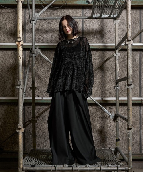 ERAR（エラー）の「【ERAR】タトゥーライクハート刺繍ベロアメッシュロンT（Tシャツ/カットソー・メンズ・ブラック系1/ブラック系2/ブラック・XL/L/M/S）」の12枚目の写真