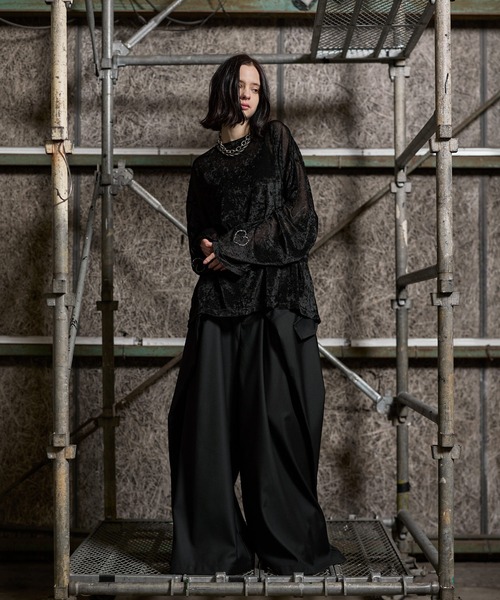 ERAR（エラー）の「【ERAR】タトゥーライクハート刺繍ベロアメッシュロンT（Tシャツ/カットソー・メンズ・ブラック系1/ブラック系2/ブラック・XL/L/M/S）」の13枚目の写真