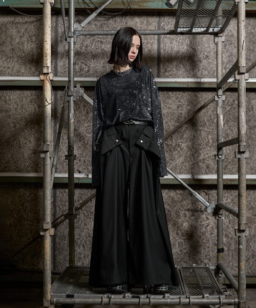 ERAR（エラー）の「【ERAR】タトゥーライクハート刺繍ベロアメッシュロンT（Tシャツ/カットソー・メンズ・ブラック系1/ブラック系2/ブラック・XL/L/M/S）」の14枚目の写真