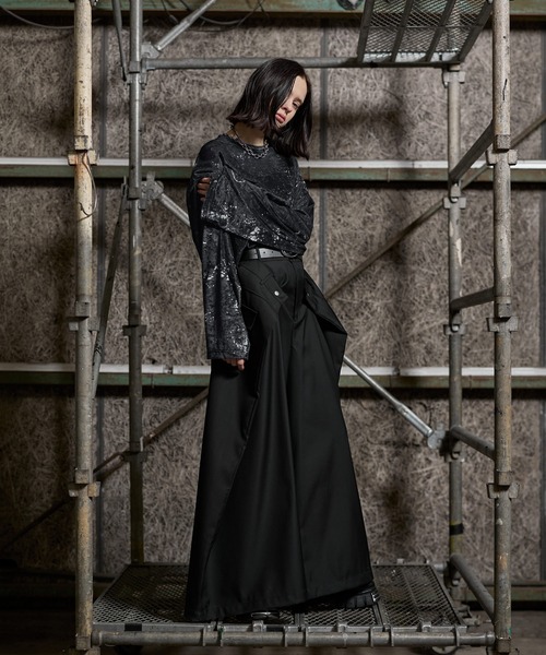 ERAR（エラー）の「【ERAR】タトゥーライクハート刺繍ベロアメッシュロンT（Tシャツ/カットソー・メンズ・ブラック系1/ブラック系2/ブラック・XL/L/M/S）」の17枚目の写真