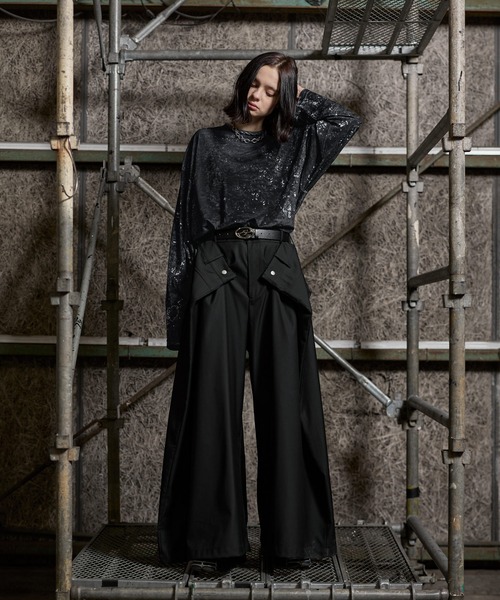 ERAR（エラー）の「【ERAR】タトゥーライクハート刺繍ベロアメッシュロンT（Tシャツ/カットソー・メンズ・ブラック系1/ブラック系2/ブラック・XL/L/M/S）」の19枚目の写真