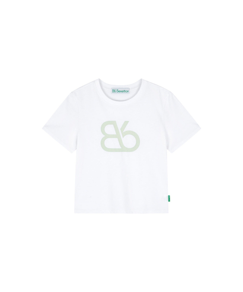 Bb' BENETTON(ビーフラットベネトン)の「ビッグビビクロップ半袖Tシャツ(White)(Tシャツ/カットソー・レディース・その他・S/M)」の1枚目の写真