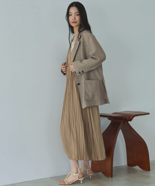 Doux archives（ドゥアルシーヴ）の「割繊ワッシャーキャミワンピ―ス（ワンピース・レディース・キャメル/ブラック/ブルー・FREE）」の18枚目の写真