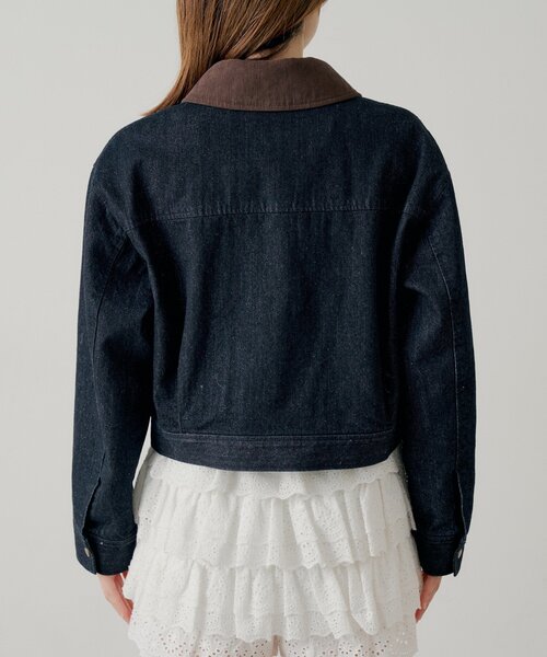Chico（チコ）の「【セットアップ対応】襟配色デニムジャケット（デニムジャケット・レディース・ネイビー・FREE）」の5枚目の写真