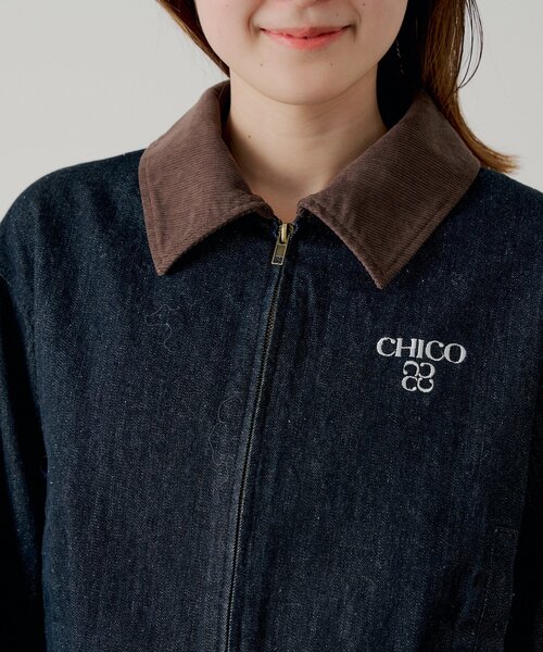 Chico（チコ）の「【セットアップ対応】襟配色デニムジャケット（デニムジャケット・レディース・ネイビー・FREE）」の6枚目の写真