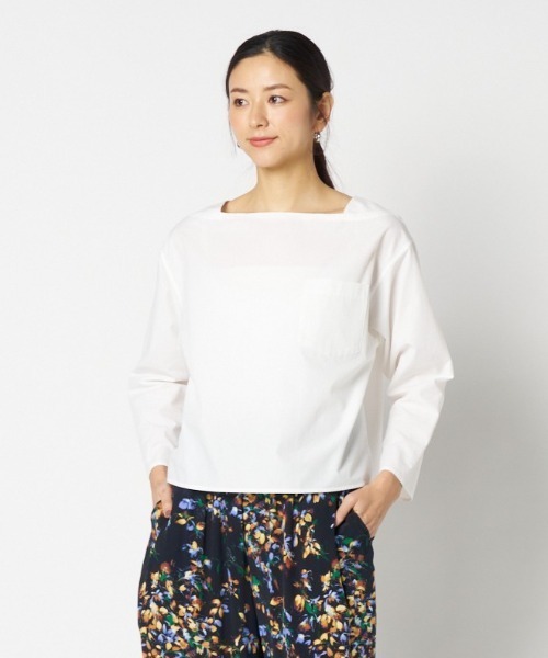 HELIOPOLE(エリオポール)の「SQUARE NECK PULLOVER(シャツ/ブラウス・レディース・ダークブルー/ホワイト・38)」の2枚目の写真