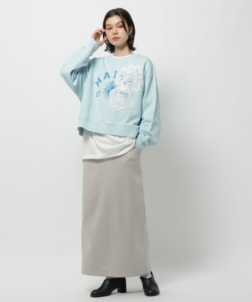 niko and...（ニコアンド）の「クラフトレースカレッジプルオーバー（スウェット・レディース・ナチュラル/ブルー/ネイビー・LARGE/MEDIUM）」の7枚目の写真