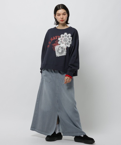 niko and...（ニコアンド）の「クラフトレースカレッジプルオーバー（スウェット・レディース・ナチュラル/ブルー/ネイビー・LARGE/MEDIUM）」の10枚目の写真