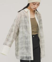 KBF | シアーチェックレイヤードシャツ(シャツ/ブラウス)