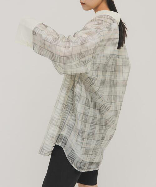 KBF（ケイビーエフ）の「シアーチェックレイヤードシャツ（シャツ/ブラウス・レディース・ホワイト系その他/ブルー系その他・ONE）」の4枚目の写真