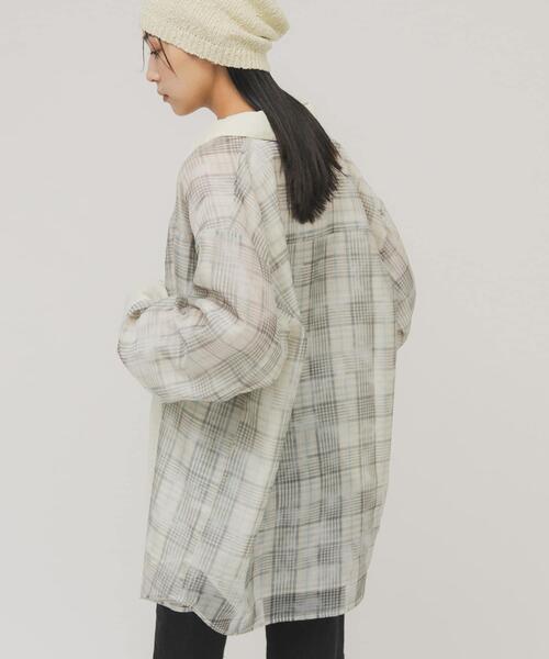 KBF（ケイビーエフ）の「シアーチェックレイヤードシャツ（シャツ/ブラウス・レディース・ホワイト系その他/ブルー系その他・ONE）」の6枚目の写真