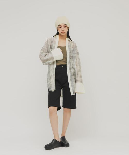 KBF（ケイビーエフ）の「シアーチェックレイヤードシャツ（シャツ/ブラウス・レディース・ホワイト系その他/ブルー系その他・ONE）」の7枚目の写真