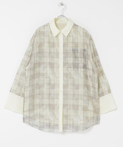 KBF（ケイビーエフ）の「シアーチェックレイヤードシャツ（シャツ/ブラウス・レディース・ホワイト系その他/ブルー系その他・ONE）」の10枚目の写真