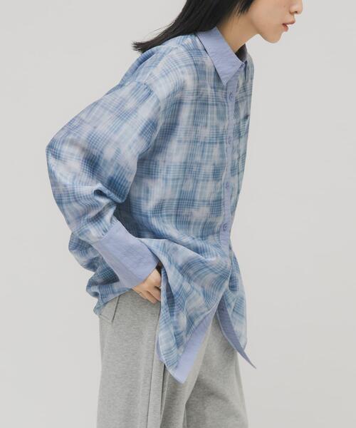 KBF（ケイビーエフ）の「シアーチェックレイヤードシャツ（シャツ/ブラウス・レディース・ホワイト系その他/ブルー系その他・ONE）」の13枚目の写真