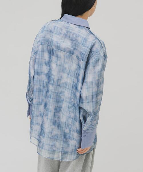 KBF（ケイビーエフ）の「シアーチェックレイヤードシャツ（シャツ/ブラウス・レディース・ホワイト系その他/ブルー系その他・ONE）」の14枚目の写真