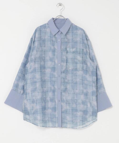 KBF（ケイビーエフ）の「シアーチェックレイヤードシャツ（シャツ/ブラウス・レディース・ホワイト系その他/ブルー系その他・ONE）」の18枚目の写真