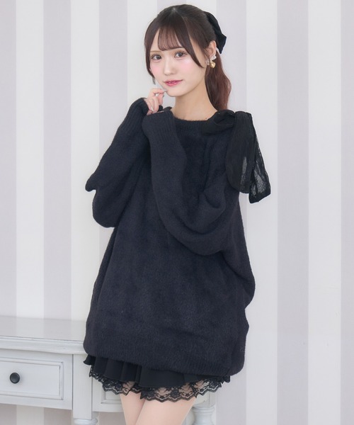 couture BY ROJITA(クチュールバイロジータ)の「肩リボンニットミニワンピース(ワンピース・レディース・ブラック/ホワイト・FREE)」の14枚目の写真