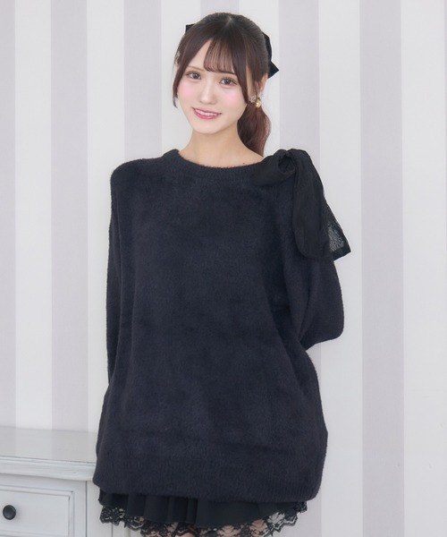 couture BY ROJITA(クチュールバイロジータ)の「肩リボンニットミニワンピース(ワンピース・レディース・ブラック/ホワイト・FREE)」の15枚目の写真