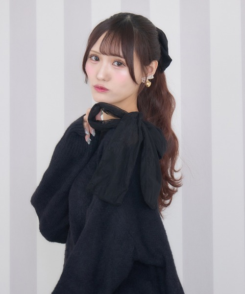couture BY ROJITA(クチュールバイロジータ)の「肩リボンニットミニワンピース(ワンピース・レディース・ブラック/ホワイト・FREE)」の11枚目の写真