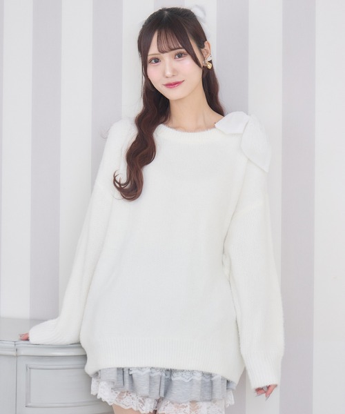 couture BY ROJITA(クチュールバイロジータ)の「肩リボンニットミニワンピース(ワンピース・レディース・ブラック/ホワイト・FREE)」の18枚目の写真