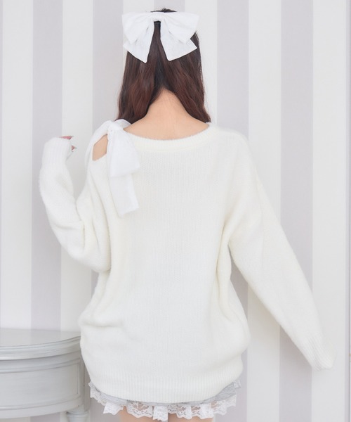 couture BY ROJITA(クチュールバイロジータ)の「肩リボンニットミニワンピース(ワンピース・レディース・ブラック/ホワイト・FREE)」の21枚目の写真