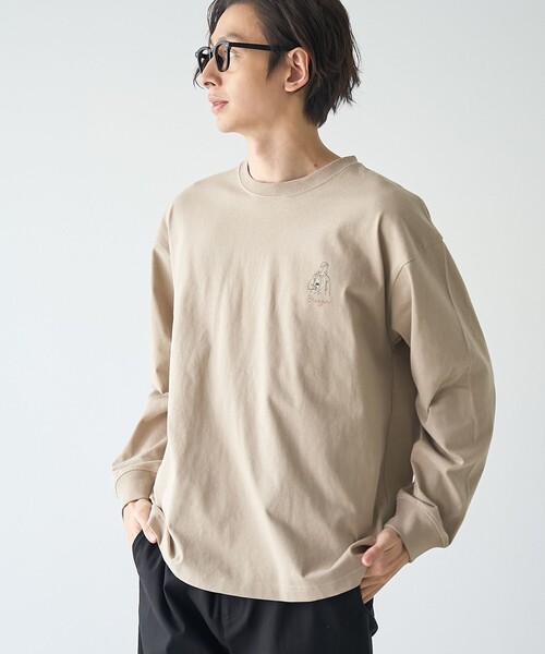 coen（コーエン）の「KiyokazuTsujino プリントロングスリーブTシャツ（Tシャツ/カットソー・メンズ・ホワイト/ダークグレー/ベージュ/ライトブルー・S/M/L/XL）」の4枚目の写真