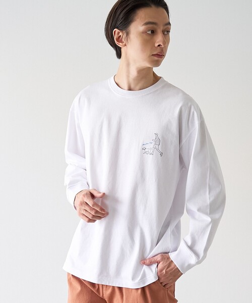 coen（コーエン）の「KiyokazuTsujino プリントロングスリーブTシャツ（Tシャツ/カットソー・メンズ・ホワイト/ダークグレー/ベージュ/ライトブルー・S/M/L/XL）」の2枚目の写真