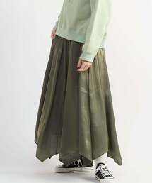 CHAMBRAY STAR CUT FLARE SKIRT