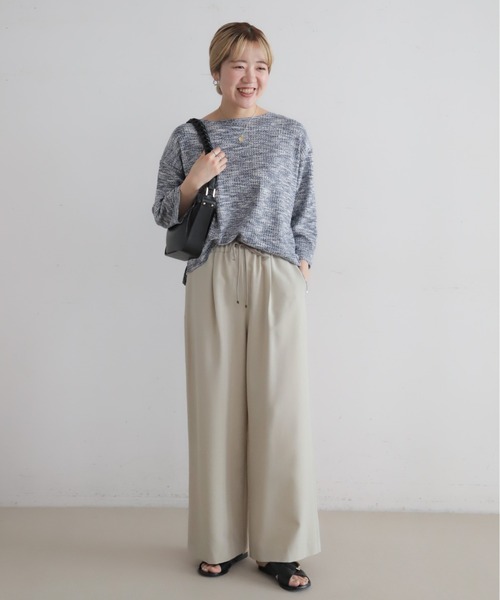 NOMBRE IMPAIR(ノンブルアンペール)の「カラーメランジジャージー ボートネックプルオーバー(Tシャツ/カットソー・レディース・グリーン/ネイビー・FREE)」の14枚目の写真