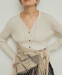 VERMEIL par iena | 《追加》イタリア糸 RIB Vネックカーディガン(カーディガン/ボレロ)