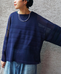 JOURNAL STANDARD LUXE（ジャーナルスタンダード　ラックス）の「シアーボーダー ボートネックプルオーバー（ニット/セーター）」