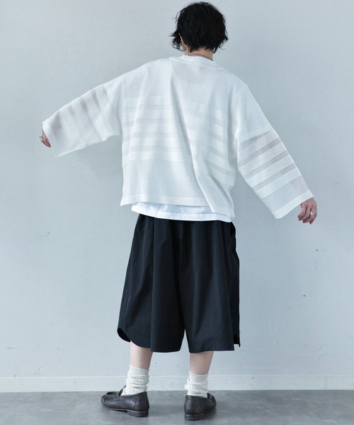 JOURNAL STANDARD LUXE（ジャーナルスタンダード　ラックス）の「シアーボーダー ボートネックプルオーバー（ニット/セーター・レディース・ホワイト/ブラック/オレンジ/ネイビー・FREE）」の7枚目の写真