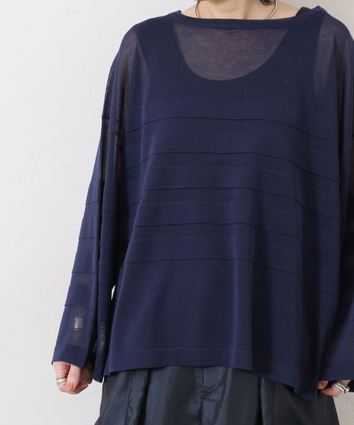 JOURNAL STANDARD LUXE（ジャーナルスタンダード　ラックス）の「シアーボーダー ボートネックプルオーバー（ニット/セーター・レディース・ホワイト/ブラック/オレンジ/ネイビー・FREE）」の13枚目の写真