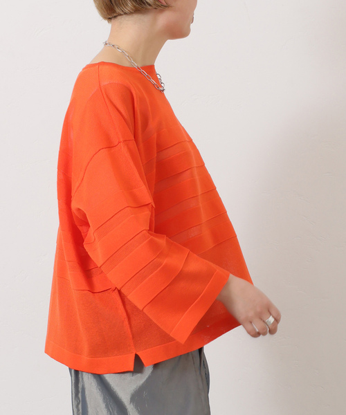 JOURNAL STANDARD LUXE（ジャーナルスタンダード　ラックス）の「シアーボーダー ボートネックプルオーバー（ニット/セーター・レディース・ホワイト/ブラック/オレンジ/ネイビー・FREE）」の18枚目の写真