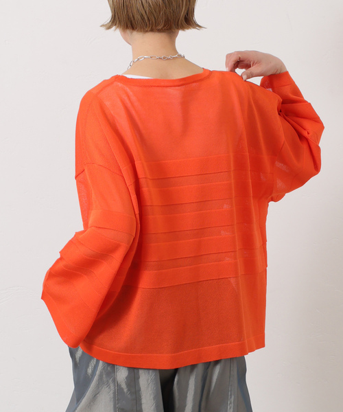 JOURNAL STANDARD LUXE（ジャーナルスタンダード　ラックス）の「シアーボーダー ボートネックプルオーバー（ニット/セーター・レディース・ホワイト/ブラック/オレンジ/ネイビー・FREE）」の20枚目の写真