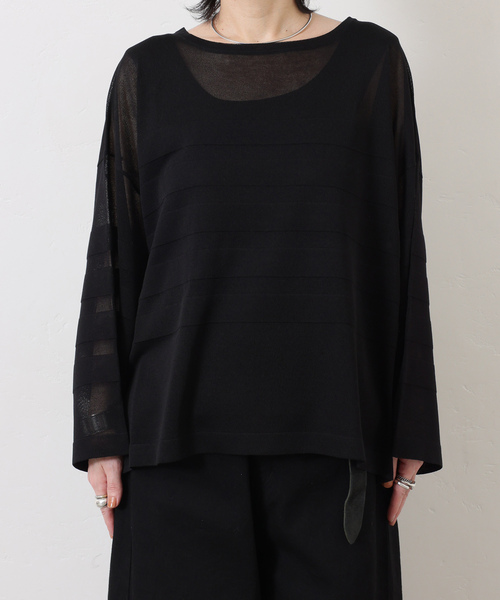 JOURNAL STANDARD LUXE（ジャーナルスタンダード　ラックス）の「シアーボーダー ボートネックプルオーバー（ニット/セーター・レディース・ホワイト/ブラック/オレンジ/ネイビー・FREE）」の21枚目の写真