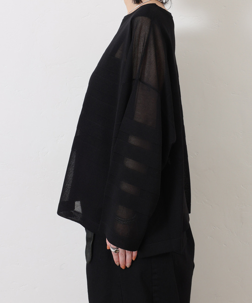 JOURNAL STANDARD LUXE（ジャーナルスタンダード　ラックス）の「シアーボーダー ボートネックプルオーバー（ニット/セーター・レディース・ホワイト/ブラック/オレンジ/ネイビー・FREE）」の22枚目の写真