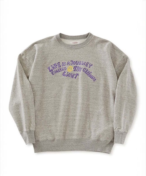 HOLLYWOOD RANCH MARKET(ハリウッドランチマーケット)の「LIFE IS JOURNEY メランジ エンブロイダリープルオーバー(スウェット・メンズ・ブラック/グレー・S/M/L/XL)」の2枚目の写真