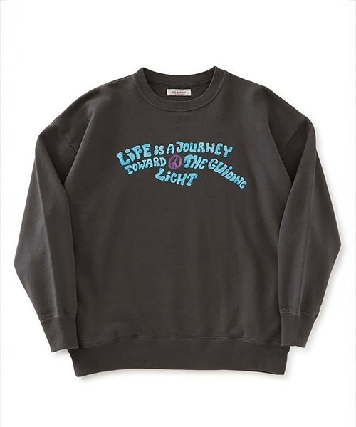 HOLLYWOOD RANCH MARKET(ハリウッドランチマーケット)の「LIFE IS JOURNEY メランジ エンブロイダリープルオーバー(スウェット・メンズ・ブラック/グレー・S/M/L/XL)」の1枚目の写真
