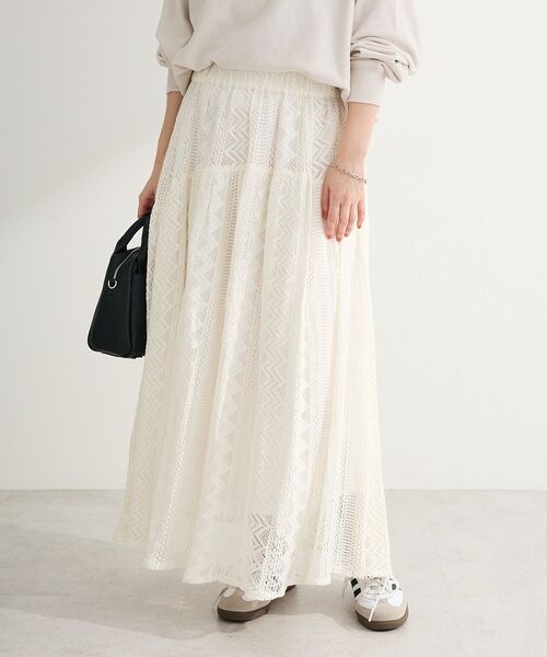 Green Parks(グリーンパークス)の「ラウンド切替インドコットンレーススカート(スカート・レディース・ブラック/オフホワイト・FREE)」の17枚目の写真