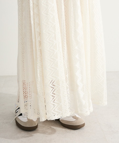 Green Parks(グリーンパークス)の「ラウンド切替インドコットンレーススカート(スカート・レディース・ブラック/オフホワイト・FREE)」の7枚目の写真