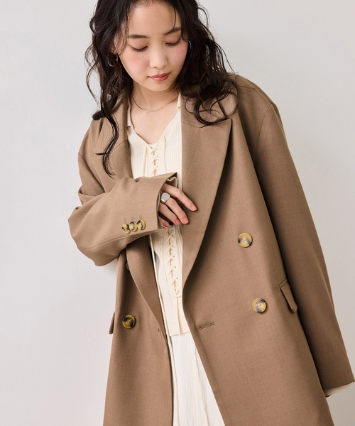 VIS（ビス）の「オーバーサイズテーラージャケット（テーラードジャケット・レディース・キャメル/チャコールグレー・FREE）」の6枚目の写真