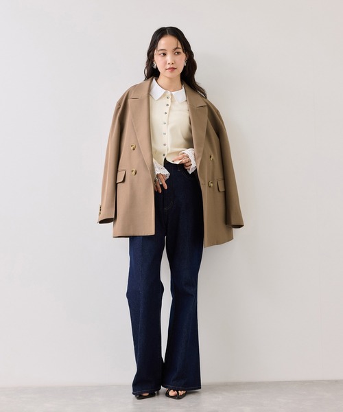 VIS（ビス）の「オーバーサイズテーラージャケット（テーラードジャケット・レディース・キャメル/チャコールグレー・FREE）」の5枚目の写真