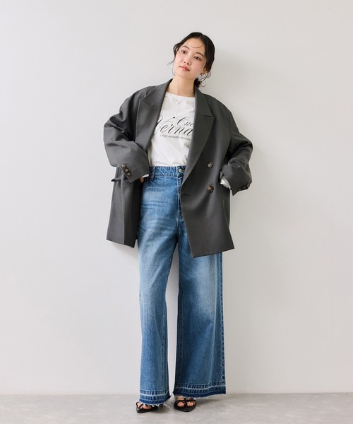 VIS（ビス）の「オーバーサイズテーラージャケット（テーラードジャケット・レディース・キャメル/チャコールグレー・FREE）」の20枚目の写真