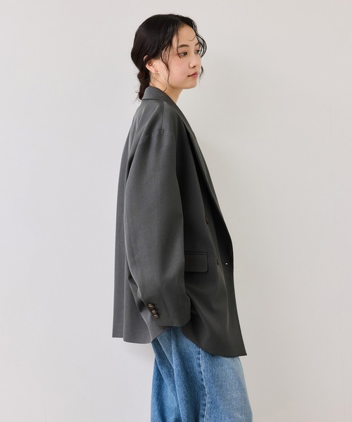 VIS（ビス）の「オーバーサイズテーラージャケット（テーラードジャケット・レディース・キャメル/チャコールグレー・FREE）」の16枚目の写真